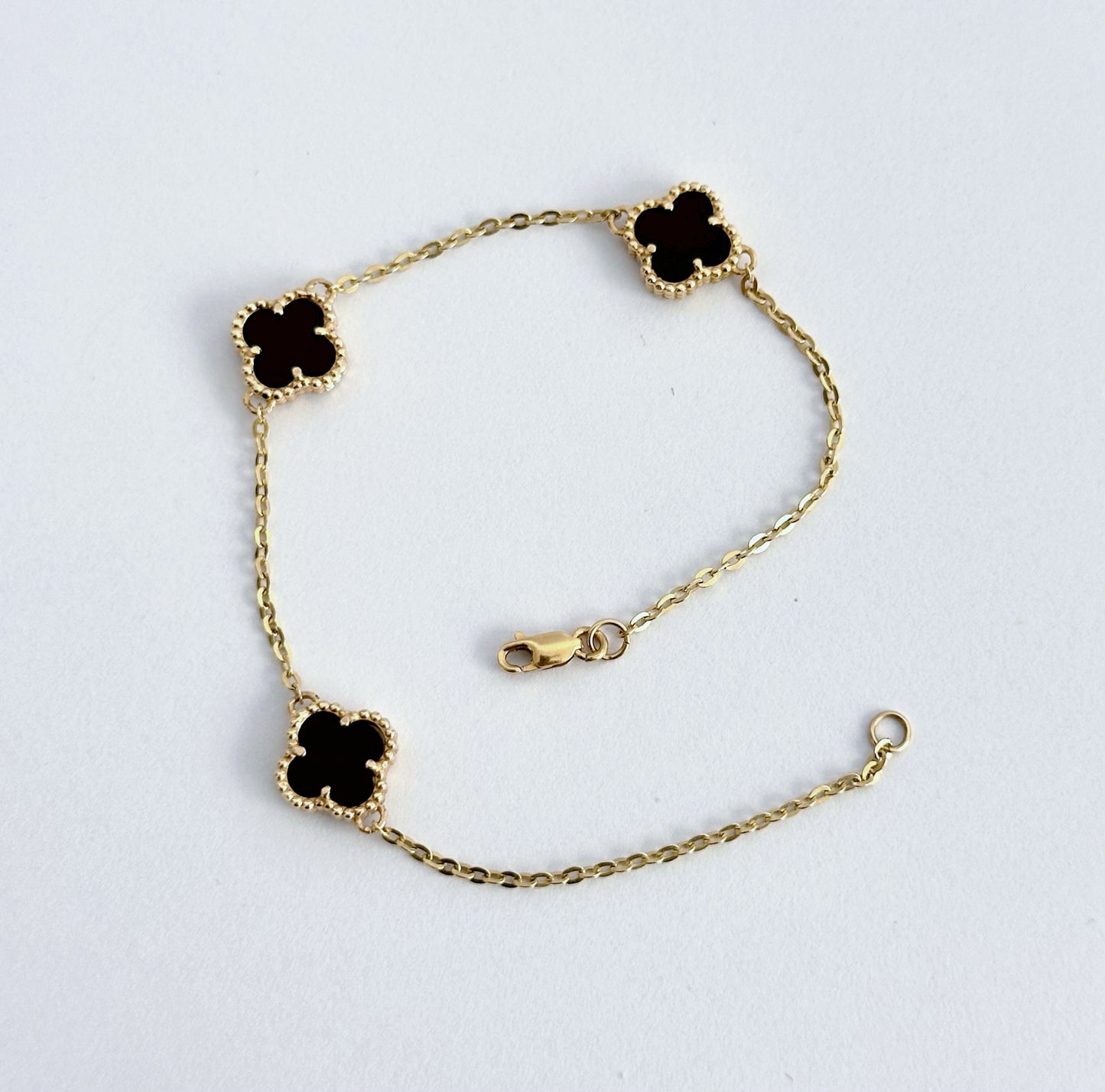 Pulsera Trébol Clov Negra en Oro 18k