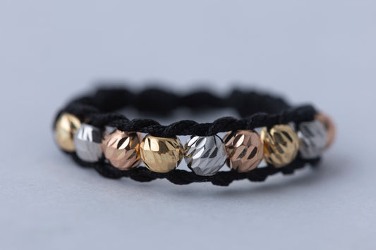 Anillo tejido 3 oros lineal