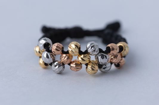 Anillo tres carriles 3 oros 18k