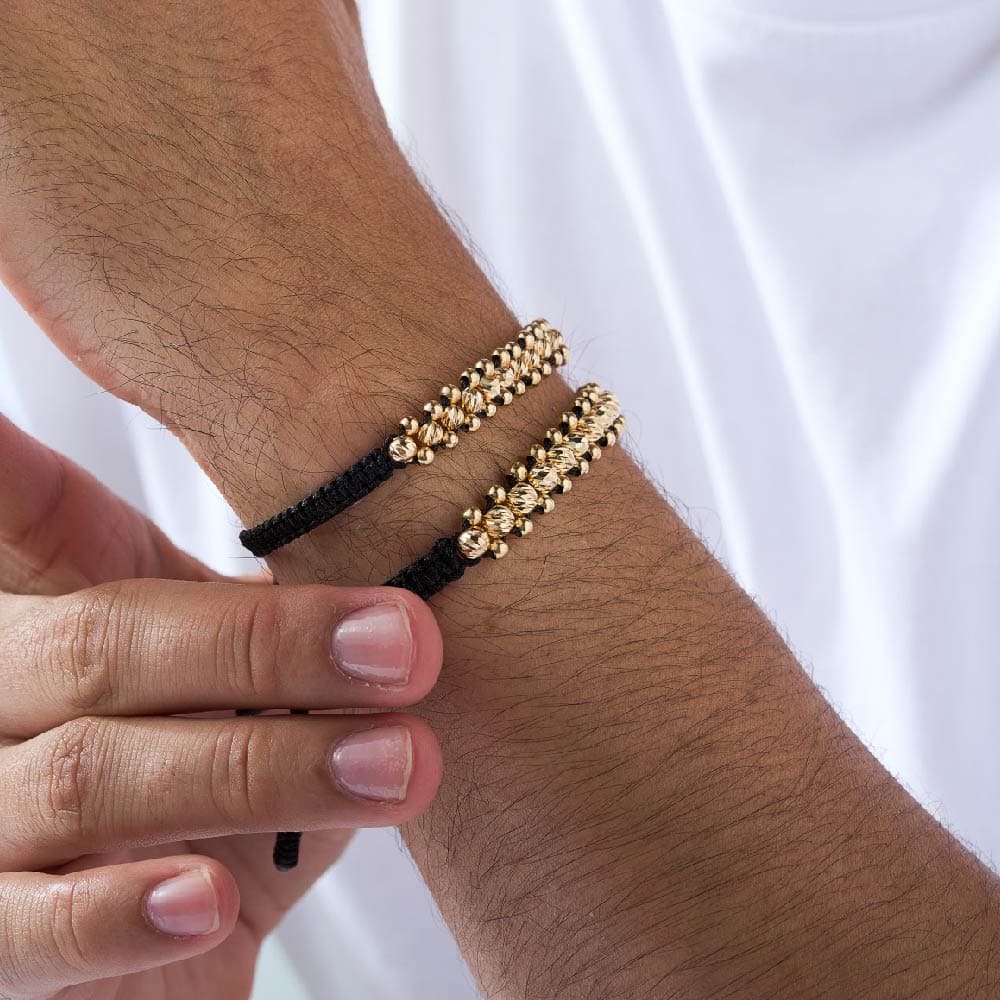 Pulso Tejido Tres Carriles Tres Oros en 18k