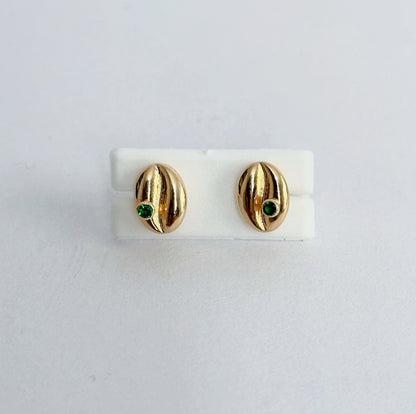 Topos de Café con Circones Verdes en Oro 18k