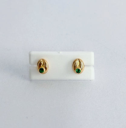 Topos de Café con Circones Verdes en Oro 18k