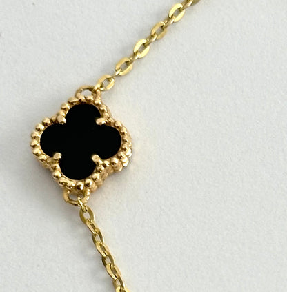 Pulsera Trébol Clov Negra en Oro 18k