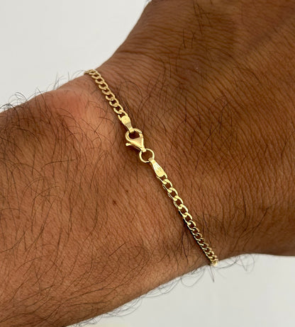 Pulsera Cubana Delgada en Oro 18k