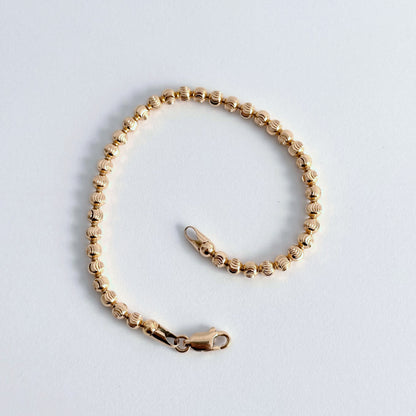 Pulsera Balines Diamantados en Oro 18k