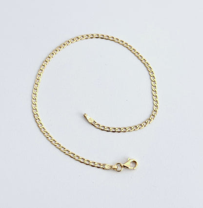 Pulsera Cubana Delgada en Oro 18k
