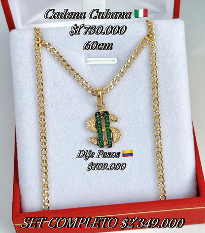 Set Cadena Cubana y Dije Pesos