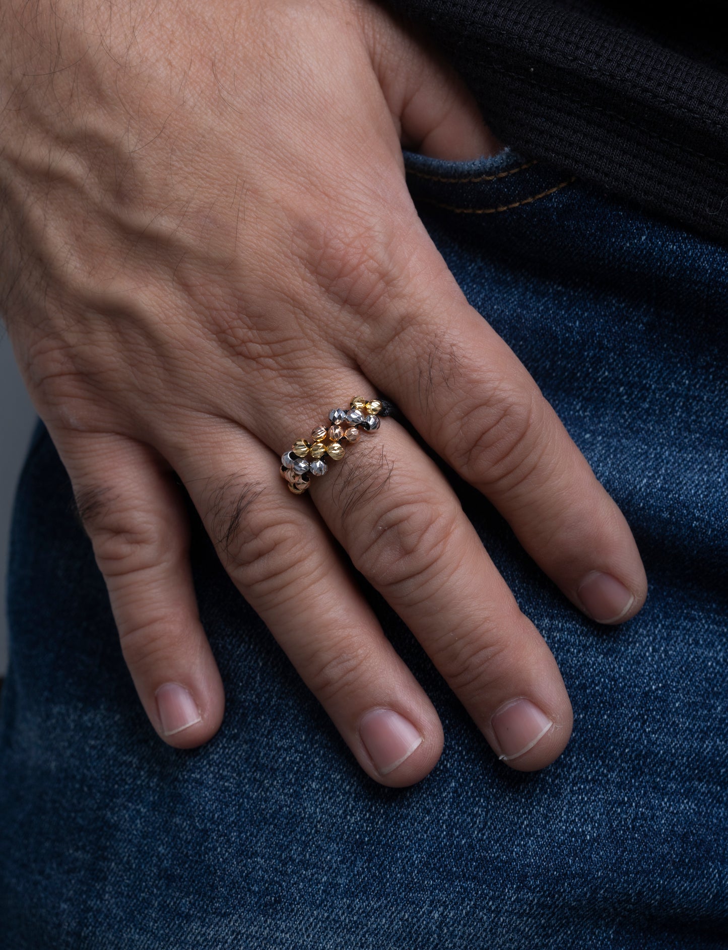 Anillo tres carriles 3 oros 18k