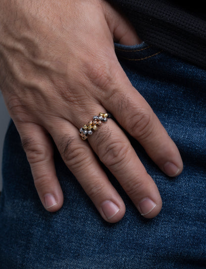 Anillo tres carriles 3 oros 18k