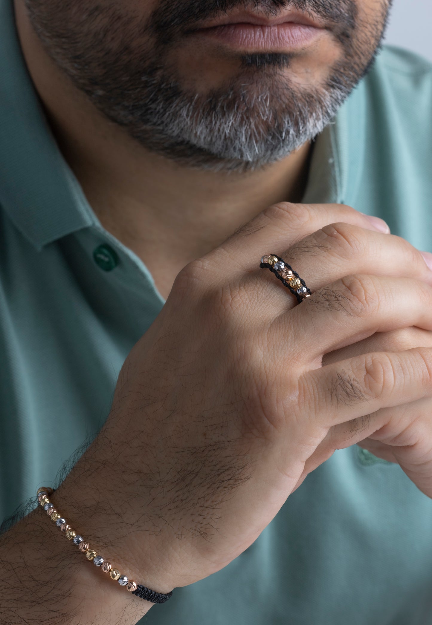Anillo tejido 3 oros lineal