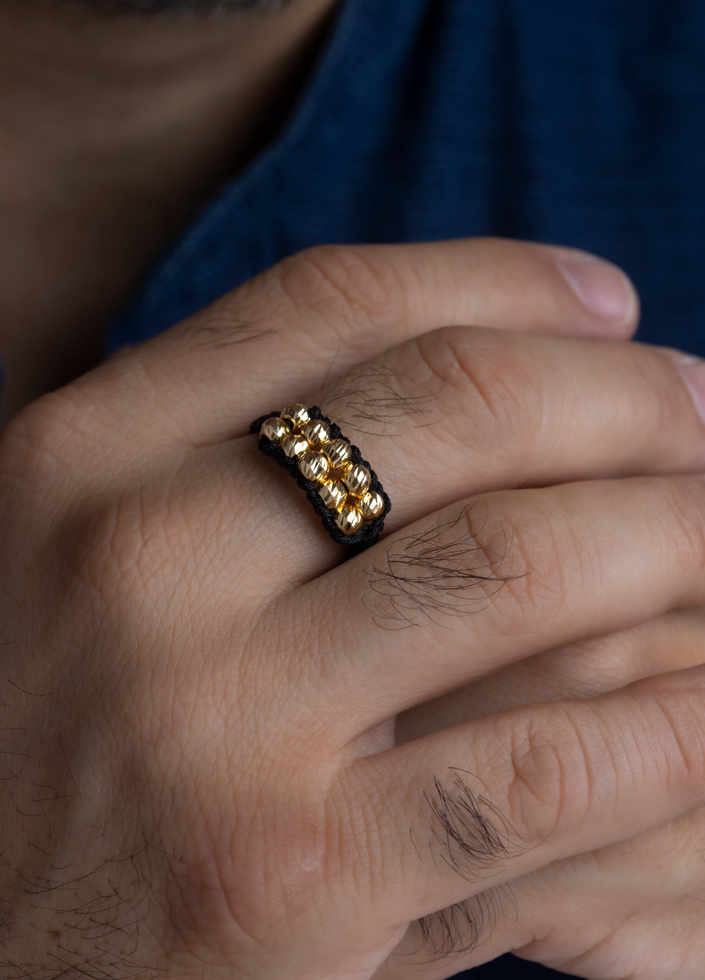 Anillo Tejido Doble Línea Oro 18k