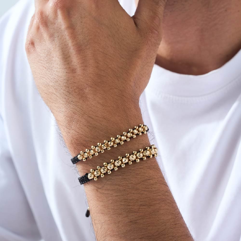 Pulso Tejido Tres Carriles Tres Oros en 18k