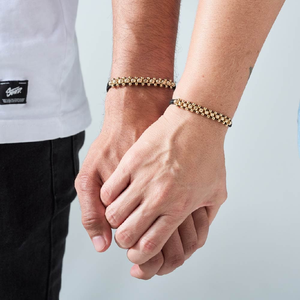 Pulso Tejido Tres Carriles Tres Oros en 18k